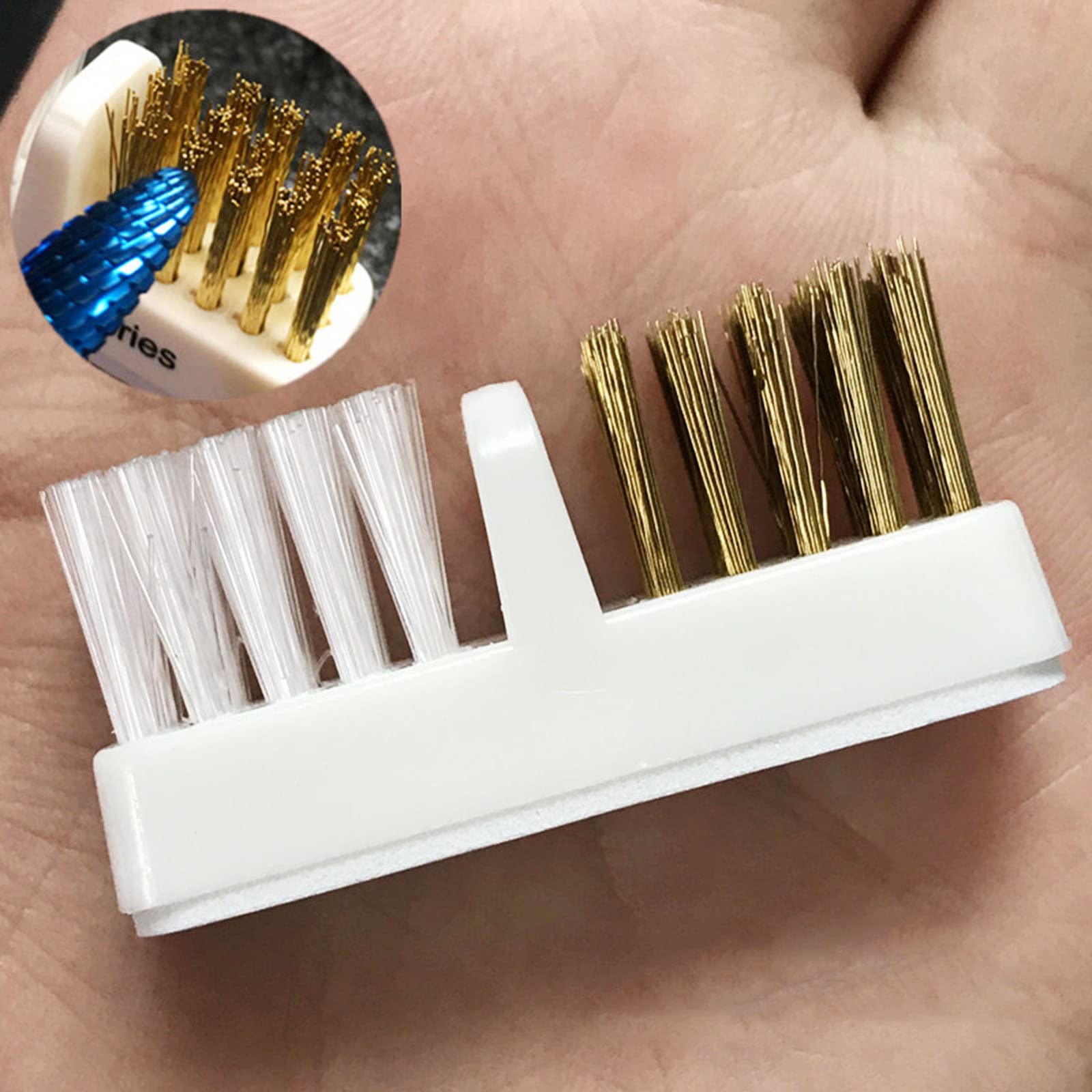 Nagelbohrer-Bürste 5-tlg. – Reinigungsbürste Für Nagelfeilen-Bits Aus Metall & Kunststoff