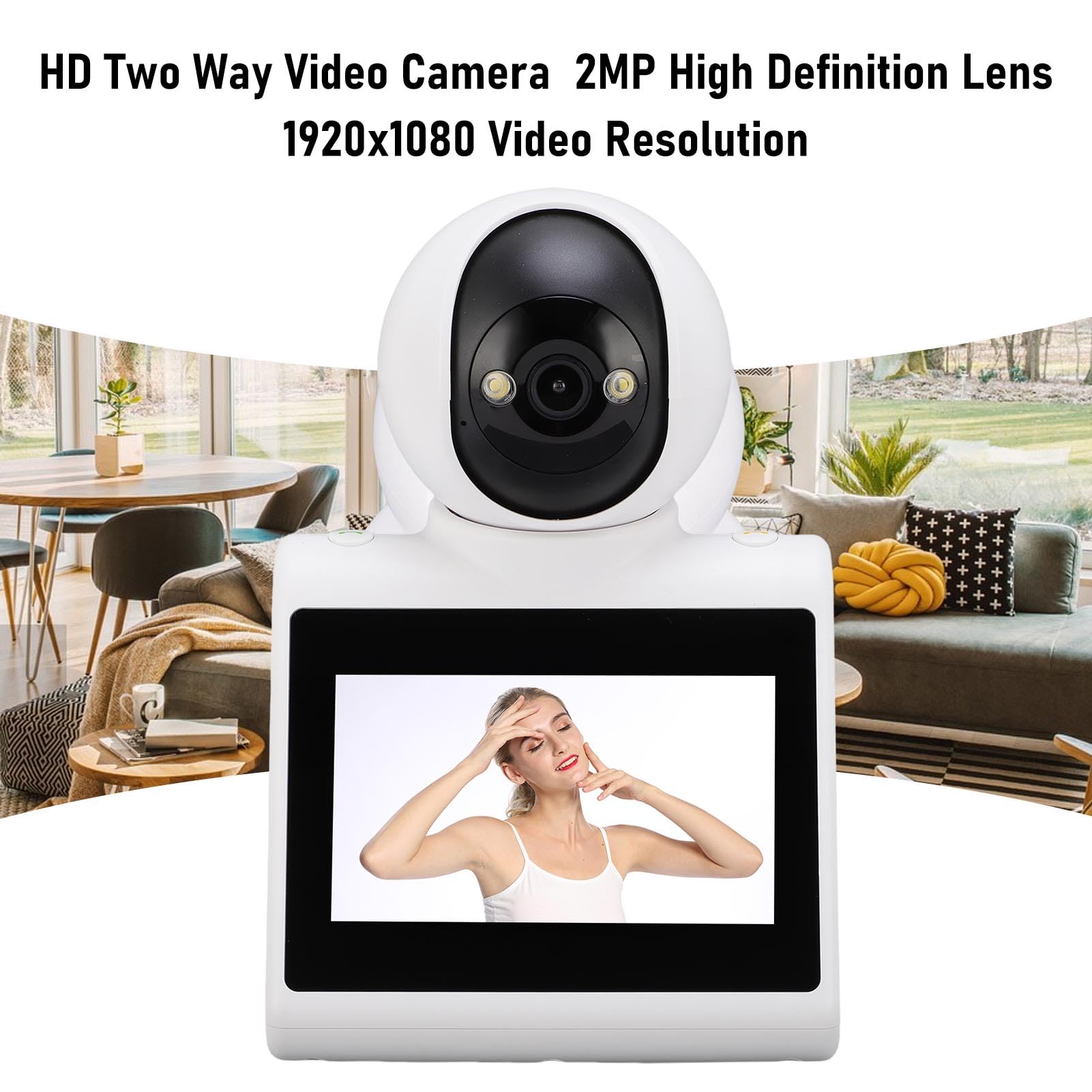 Dwukierunkowa Kamera Wideo, Wewnętrzna Kamera Bezpieczeństwa 1080p z Dużym Ekranem, Jedno Kliknięcie Wideo, Inteligentny Alarm, Elderly/Pet/Baby (64GB)