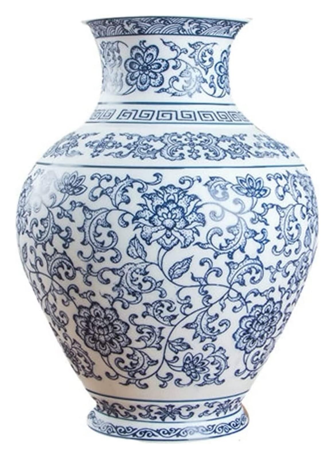 SWENEEN Vase Tabletop Flower No Glazed Blue And White Porcelain Vases Interlocking Lotus Design Flower Ceramic Decoration Flower Vases Flower Pot Desktop,