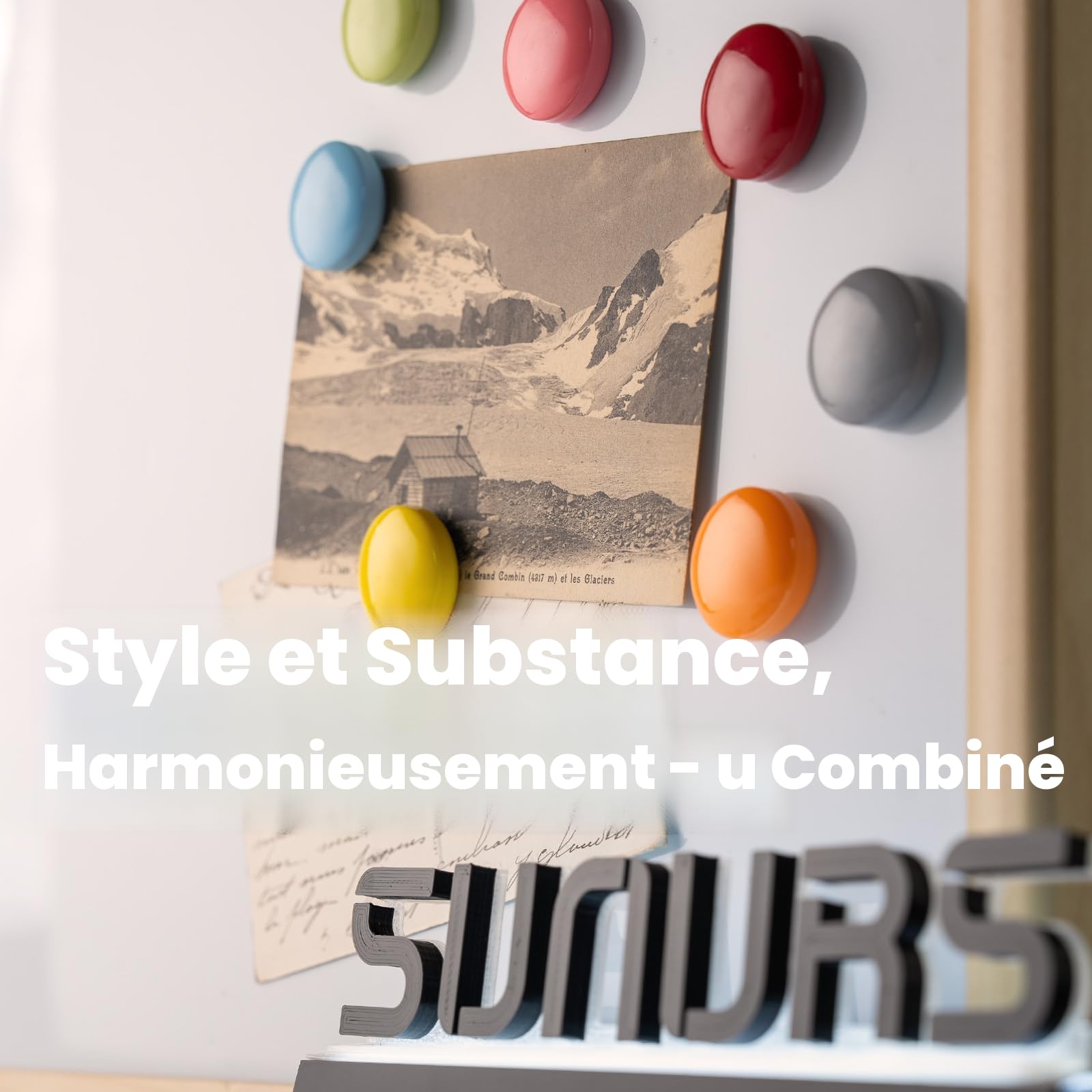 SUNURS 16/9 aimants colorés pour frigo - Magnétiques décoratifs puissants (Finition Brillante ou Mate) - pour Tableau Blanc, casier, Bureau, Cuisine - Lot Multi -Couleurs (16 Teintes