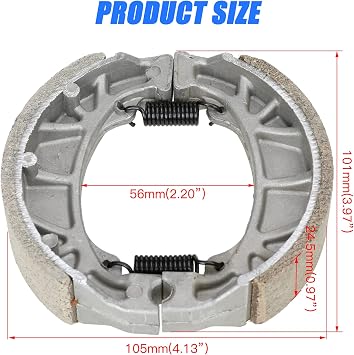 YOXUFA Mini Bike Rear Drum Brake Shoes Replacement for Coleman Minibike CT200U BT200X CT200U-EX Baja Warrior MB200 Predator 212cc CRF70 GY6 49cc 50cc Scooter Moped ATV CG125 105mm Brake Pads Parts