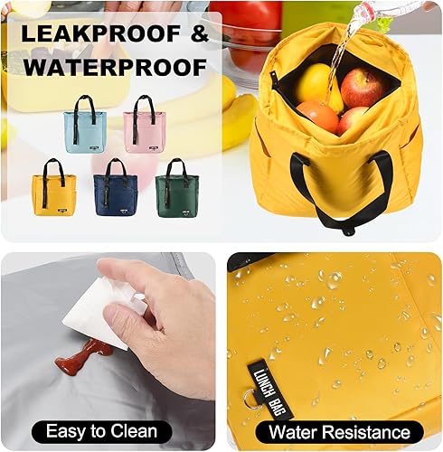 Miniatura 6 de PATIKIL Lonchera térmica reutilizable para mujeres y hombres, lonchera térmica a prueba de fugas con bolsillos laterales para adultos, picnic,