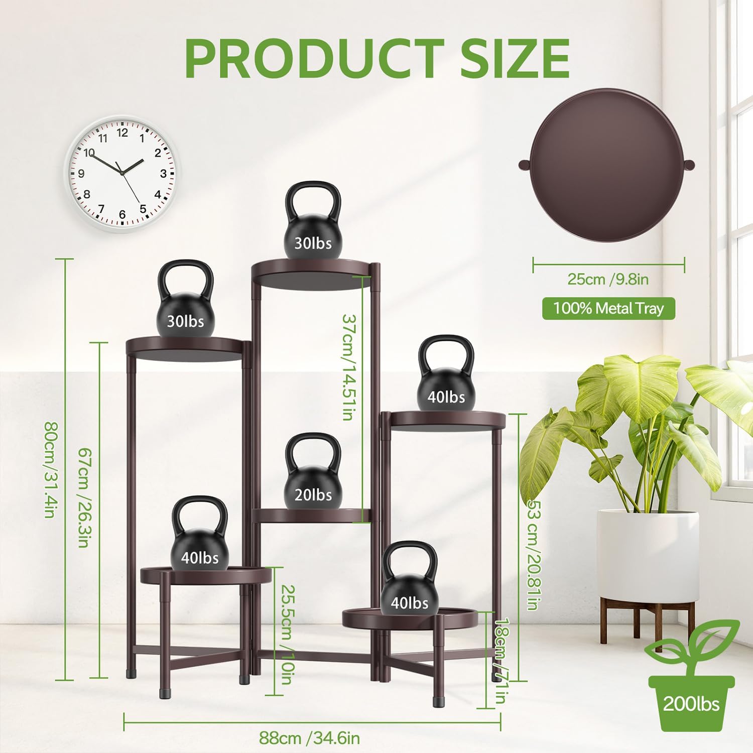 iDavosic.ly 6 Tier Large Plant Stand Indoor, 10 Inch Wide Tall Corner Metal Plant Stands Outdoor for Multiple Plants, Folding Tiered Flower Display Holder Rack Shelf, Violet Bronze