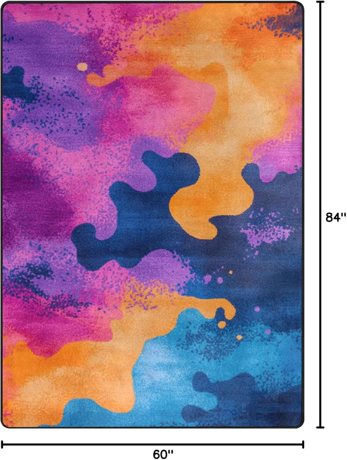 Modern Abstract Washable 5x7 Area Rugs,Art Colorful Soft Carpet Non-Slip Non-Shedding Low Pile Area Rug Throw Rug for Living Room,Dining Room,Bedroom, Home, Multi