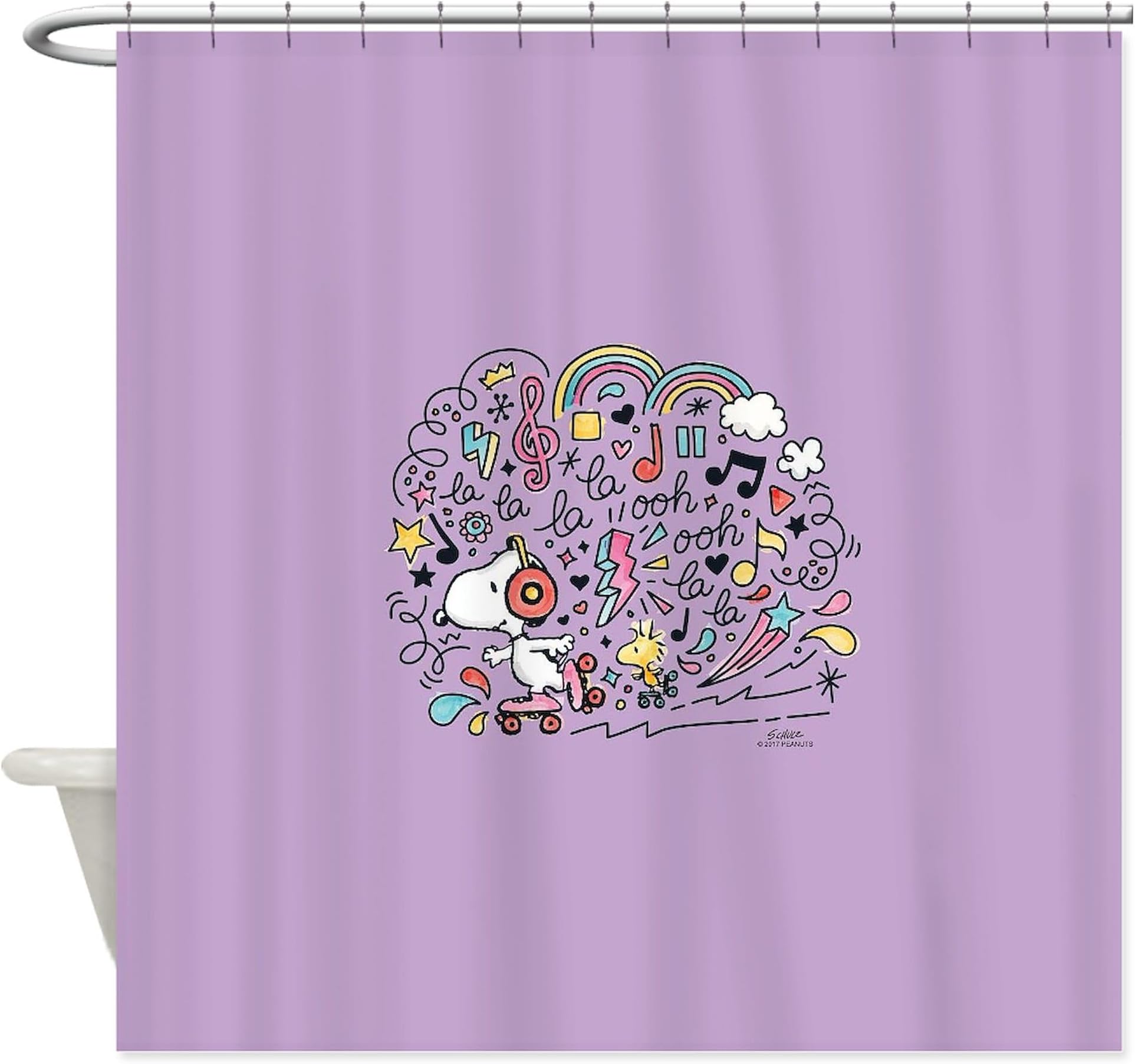 CafePress Snoopy Skating to Music Decorative Fabric Shower Curtain Home & Kitchen