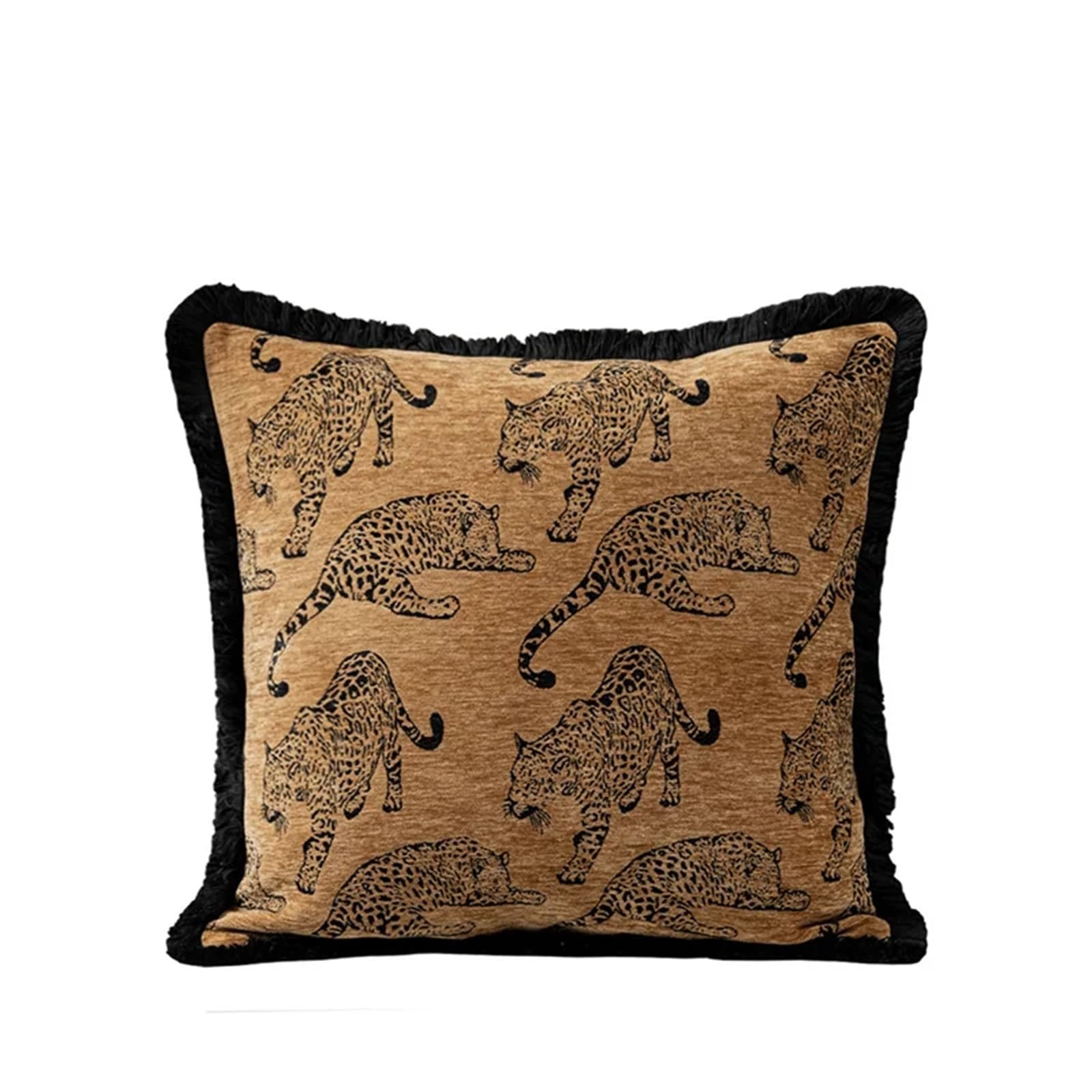 XPJYUA Chenille Pillow Covers Throw Pillow Cushion Covers Chenille Jacquard Embroidery Leopard Couch Sofa Bed Cover Bedroom(45x45cm(18 Inch))