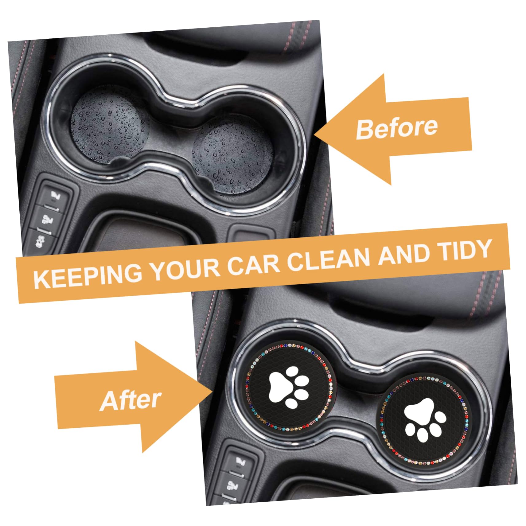 PRETYZOOM Cute Car Cup Coasters 2 Pcs Cat Claw Pattern Black Heat-Resistant Auto Coasters