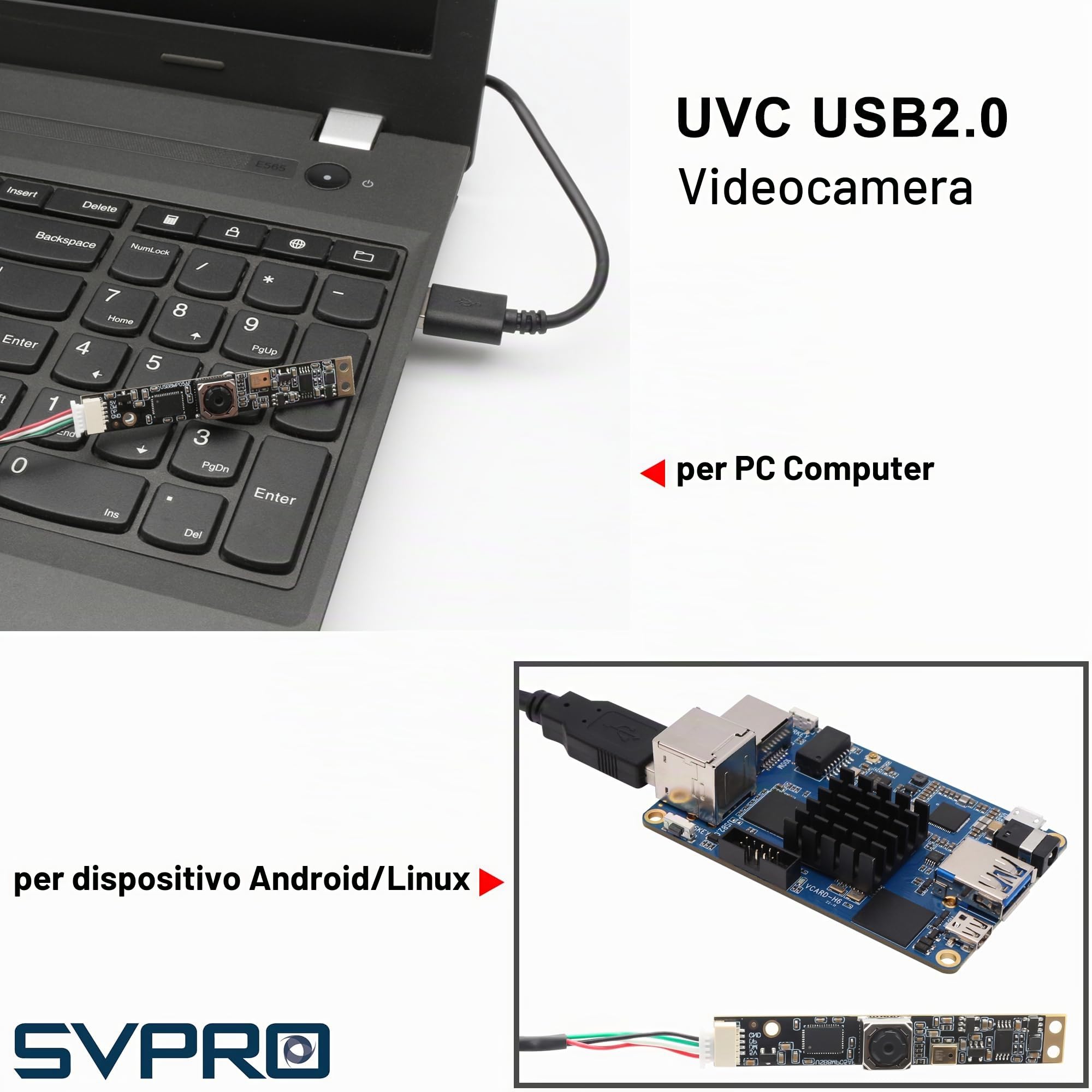 Svpro Telecamera USB autofocus 8 MP con microfono per computer UVC USB2.0 Mini webcam Board