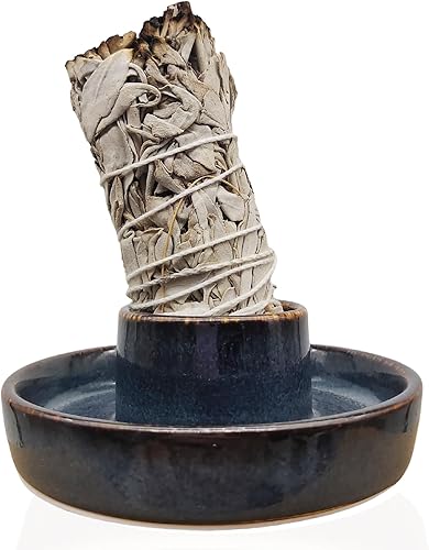 Soporte para salvia, quemador de salvia blanca, cuenco para manchas, soporte para Palo Santo, soporte para incienso, paquete de soporte de incienso,