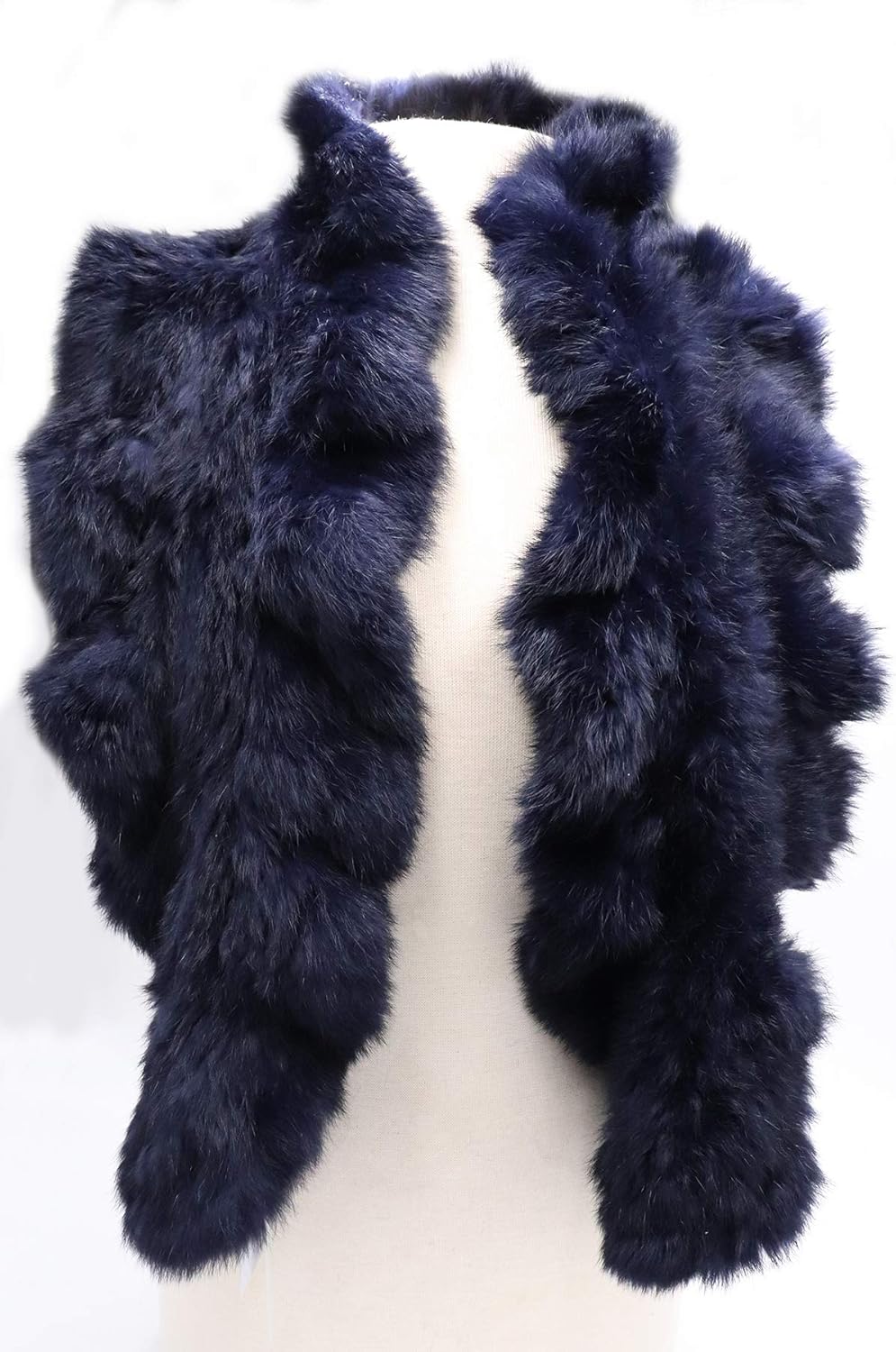 surell Long Ruffle Rabbit Fur Pull-Through Scarf - Women's Luxurious Neck Trim Scarves