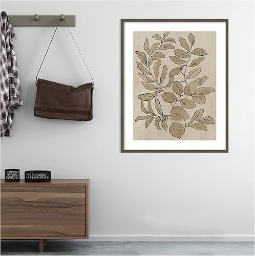 Miniatura 8 de Amanti Art Asia Jensen - Cuadro de madera enmarcado para pared, hojas y bocetos I (33 pulgadas de ancho x 41 pulgadas de alto), marco gris arcilla