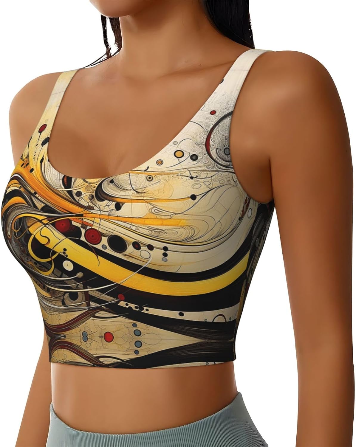 Black and White Artworks Women's Sports Bras - High Support Workout Tops for Women