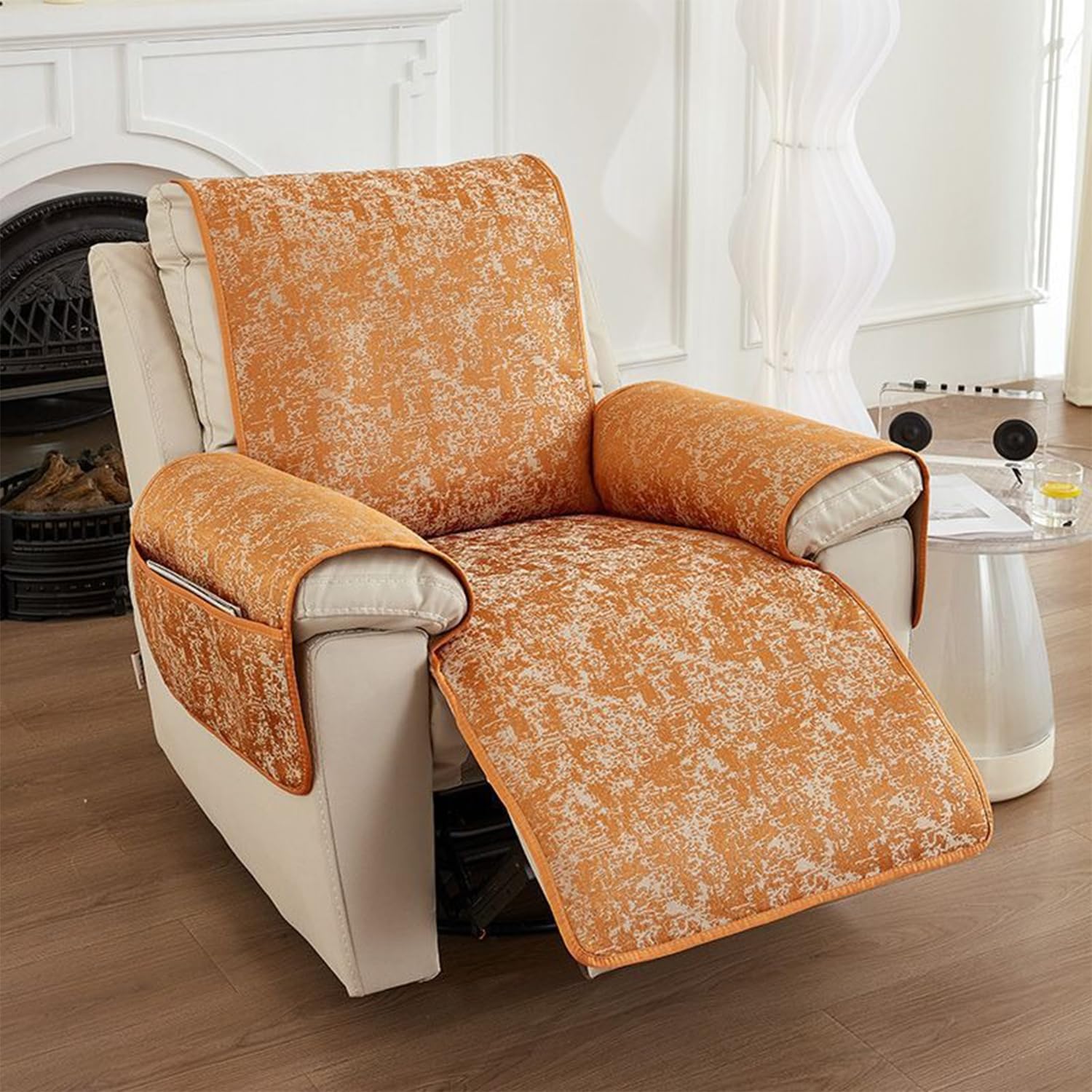 Copripoltrona Relax Reclinabile in Stile Moderno Copridivano Antiscivolo Lavabile Per Poltrona Reclinabile Fodere Copripoltrona Reclinabile 1 Posto Antigraffio Per Cani E Gatti,Arancia