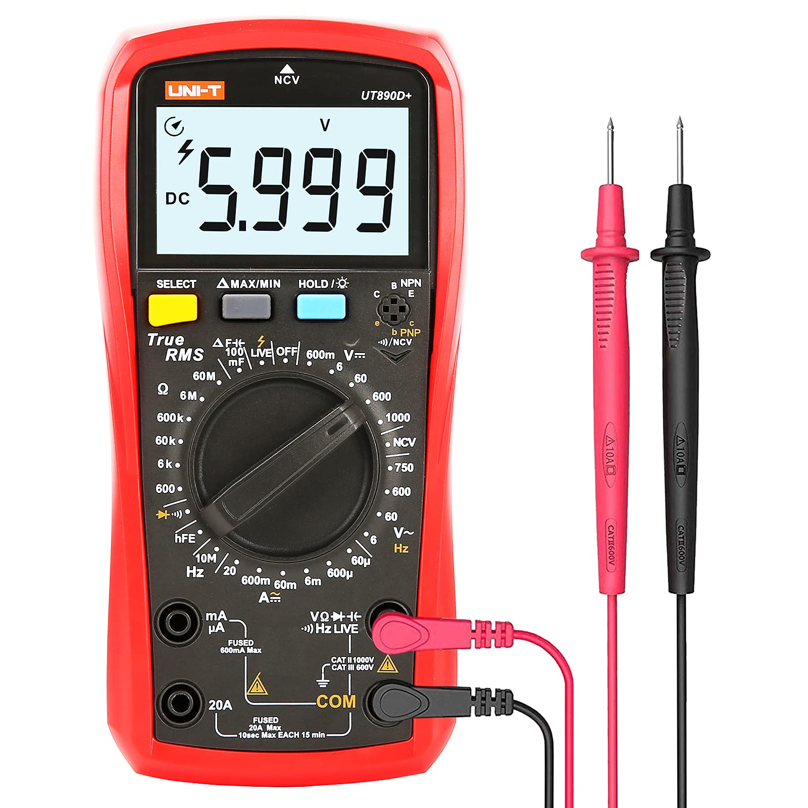 UNI-T UT890D+ True RMS 6000 counts AC/DC Live function NCV Digital Multimeter With LCD Backlight Handheld