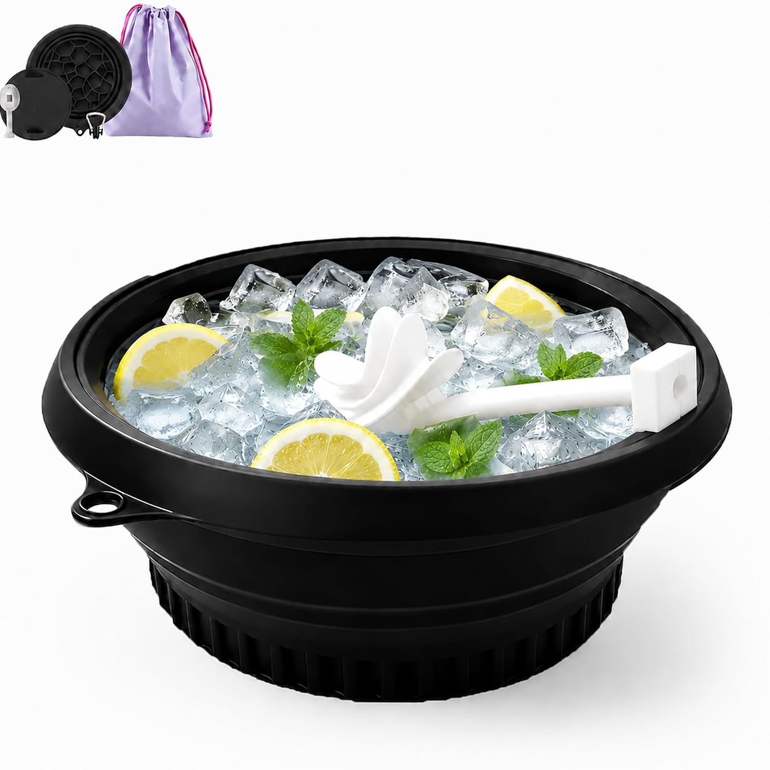 Qvin Face Ice Bowl with Breathing Tube,Collapsible Silicone Facial Ice Bath