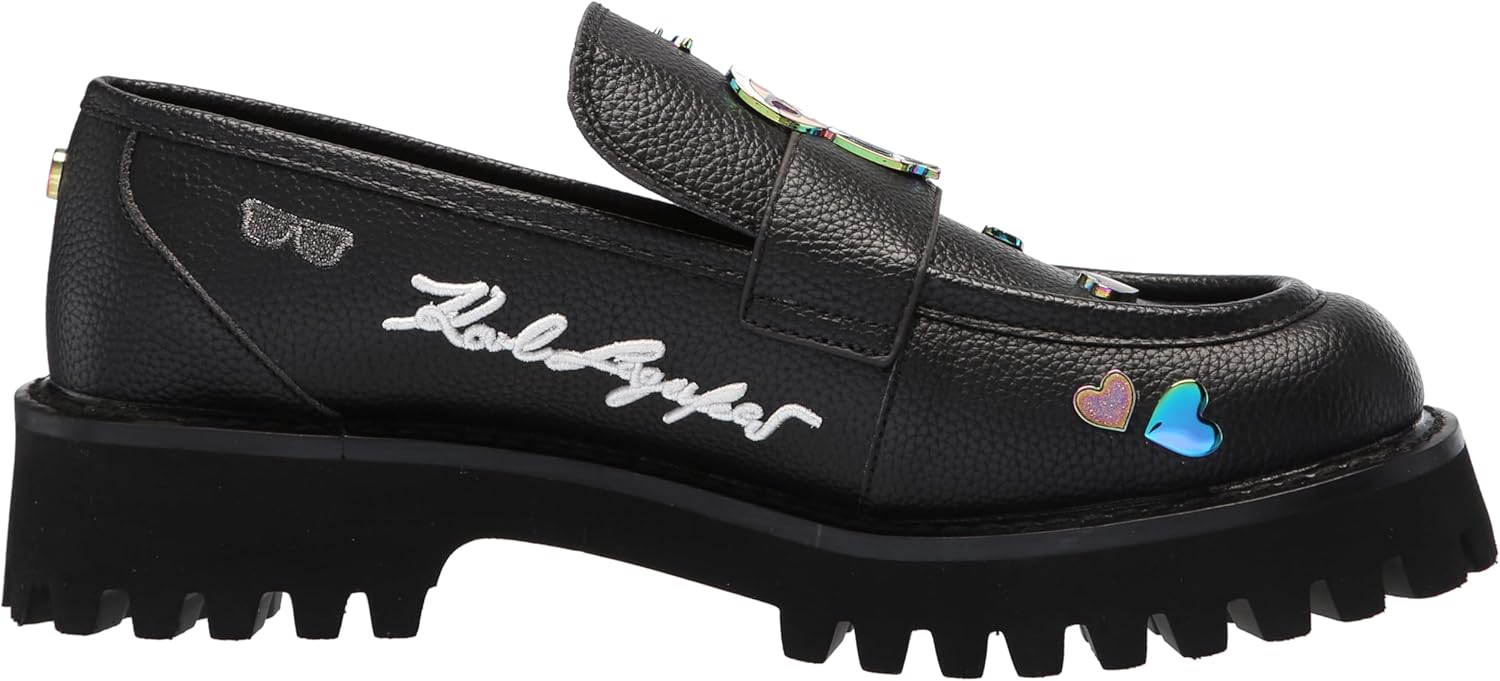Karl Lagerfeld Womens Gaston Lug Sole Loafer with Pin Embellishments - Image 6