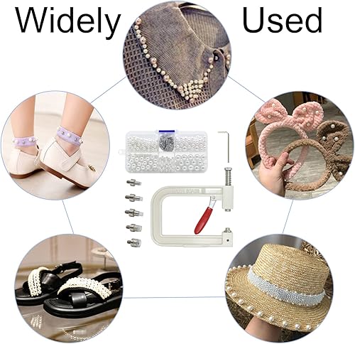 Miniatura 6 de Máquina de ajuste de perlas y prensa manual Herramientas de ajuste de perlas, 5 tamaños, coloridas, sin agujeros, perlas redondas, cuentas y