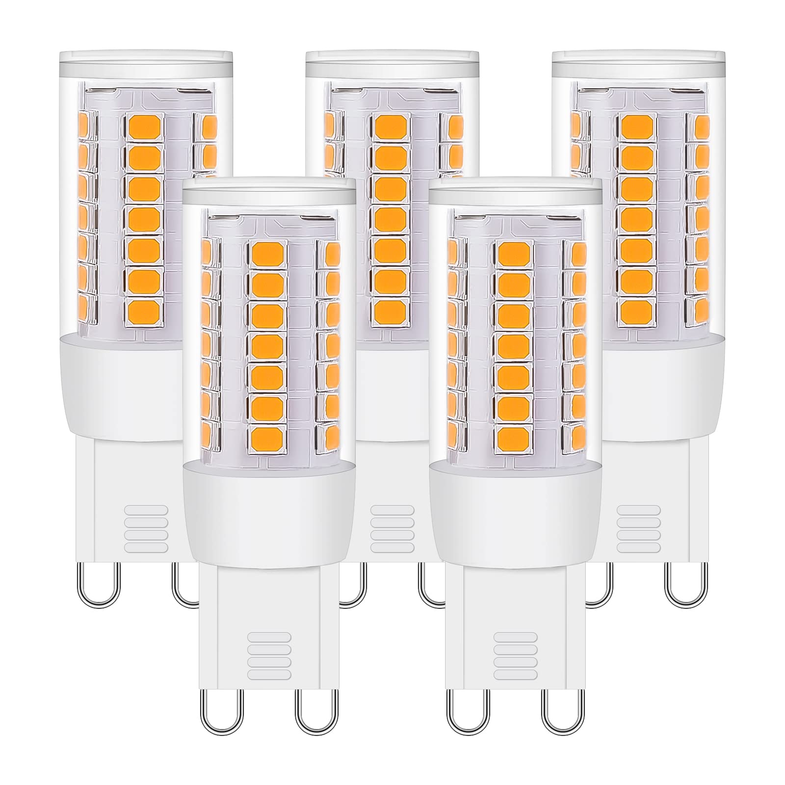I-SHUNFA G9 LED Lampen,AC230V Dimmbar Led Glühbirnen,Warmweiß 3000k,3W Ersatz für 30W Halogenlampen,400LM Kein Flackern Led Glühbirnen G9,360°Lichtwinkel(5-Pack)