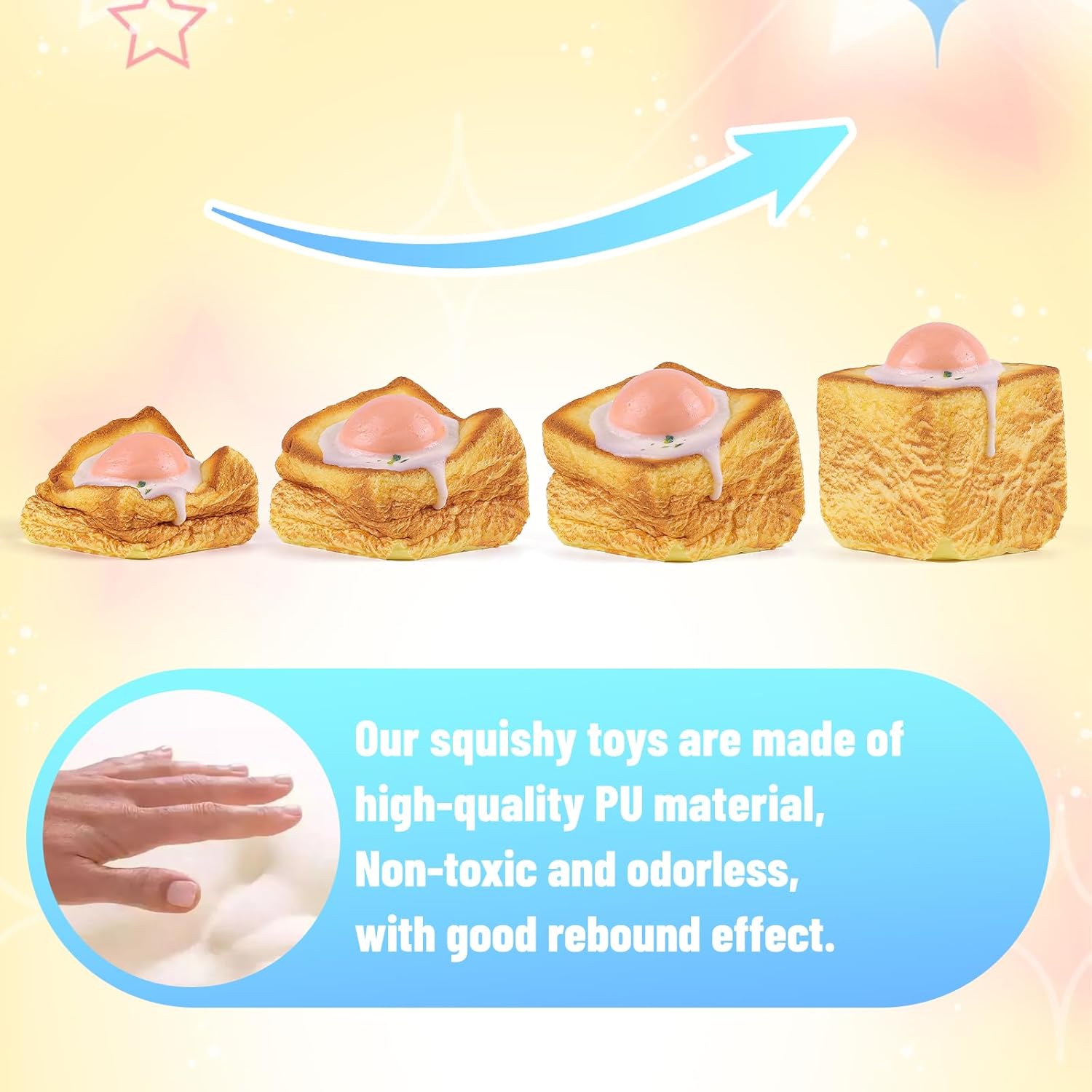 Anboor 2 Pcs Bread Squishies Toys, Scented Slow Rising Foam Squishies Food Squeeze Fidget Toys Stress Relief for Kids Teens Adults - Image 3