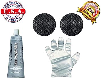 Best Trampoline Single Mat Repair Kit - 2 Inch Round Patches & Glue Tube with Disposable Glove - Repair
