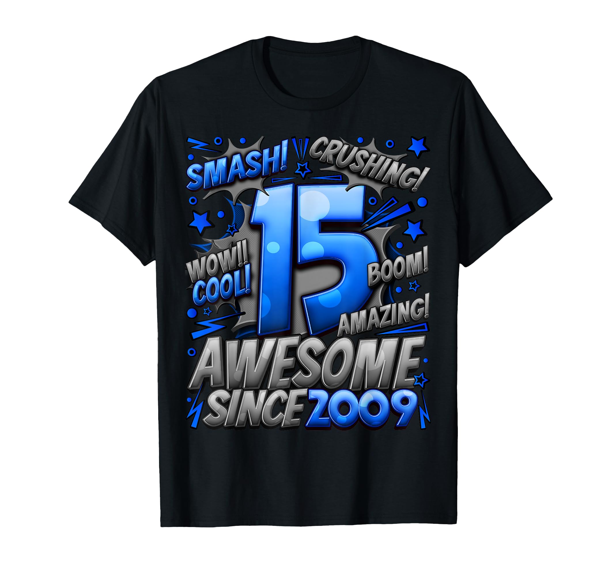 15th Birthday Comic Style Awesome since 2009 15 Year Old Boy T-Shirt