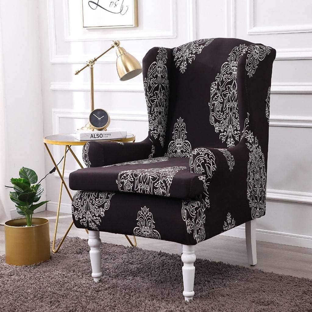 Konsilsa Wingback Chair Slipcover, 2 Pieces Stretch Spandex Wingback Chair Covers Sofa Protector Wingback Armchair Slipcovers Furniture Protector Wing Chair Covers (Color : G, Size : 2Piece)