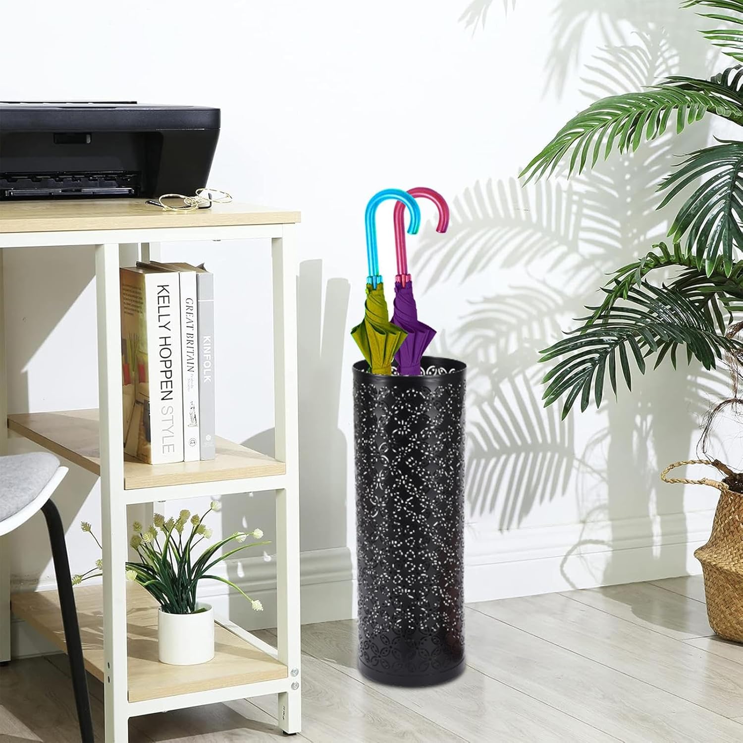 Metal Round Umbrella Stand Rack, 16.5 X 5.9 Inch Free Standing Umbrella Holder Bin Umbrella Stand Rack for Entryway Umbrella Holder Stands for Porch, Apartment, Entrance, Home