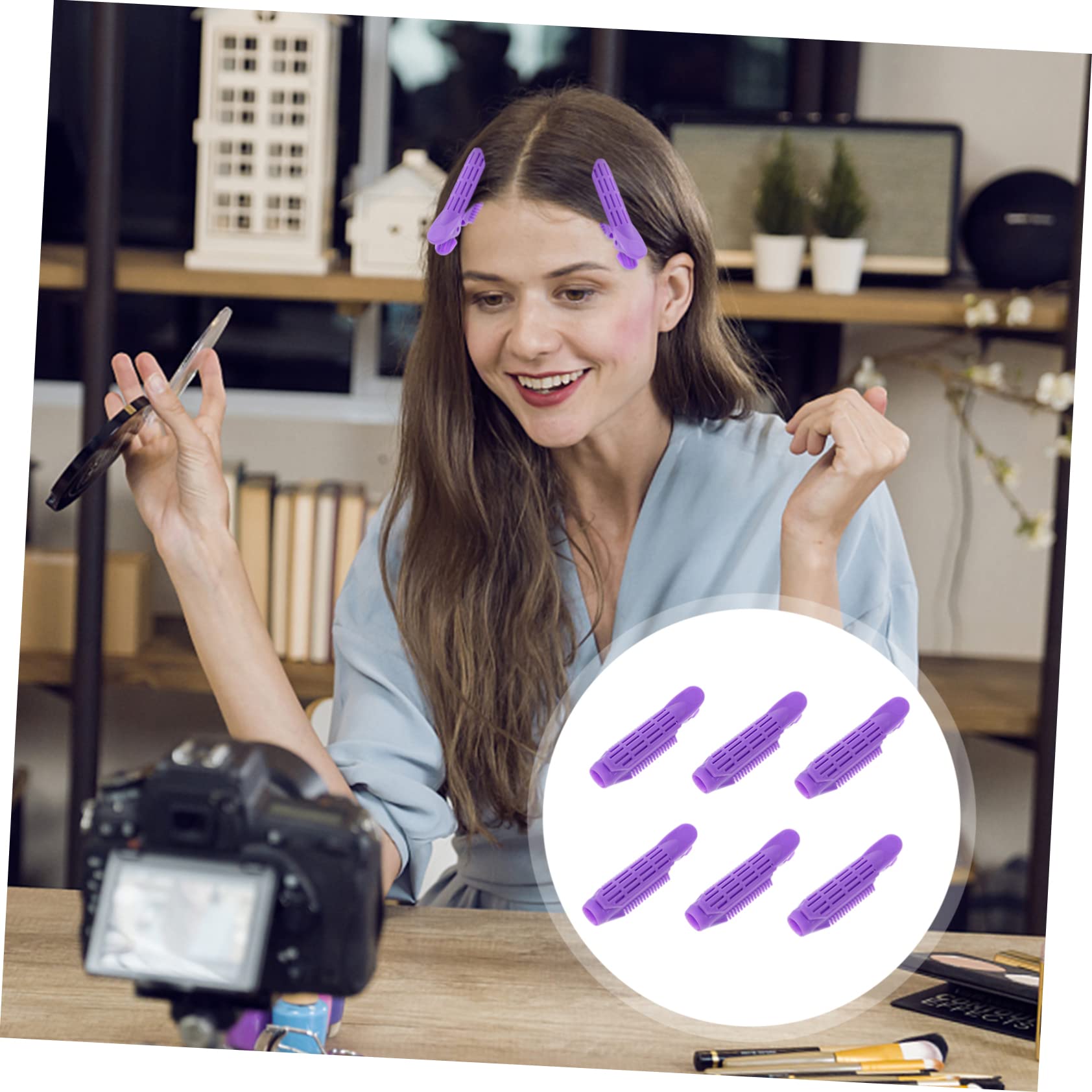 SHERCHPRY 6pcs Hair Curling Clips DIY Hair Root Curlers for Effortless Curly Volume for Quick Styling and Fashionable Hairstyles Portable and Easy to Use