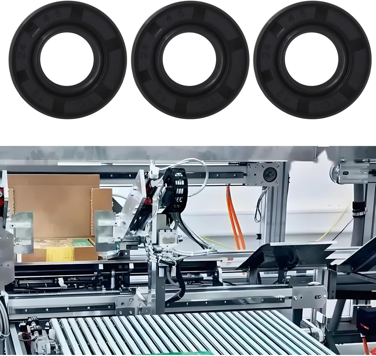 Create idea 6pcs TC Oil Seal Nitrile Rotary Shaft Seal Double Lip Rotary Shaft Seal Rubber Double Lip Seal 12x24x4.5mm Suitable for Industrial Equipment