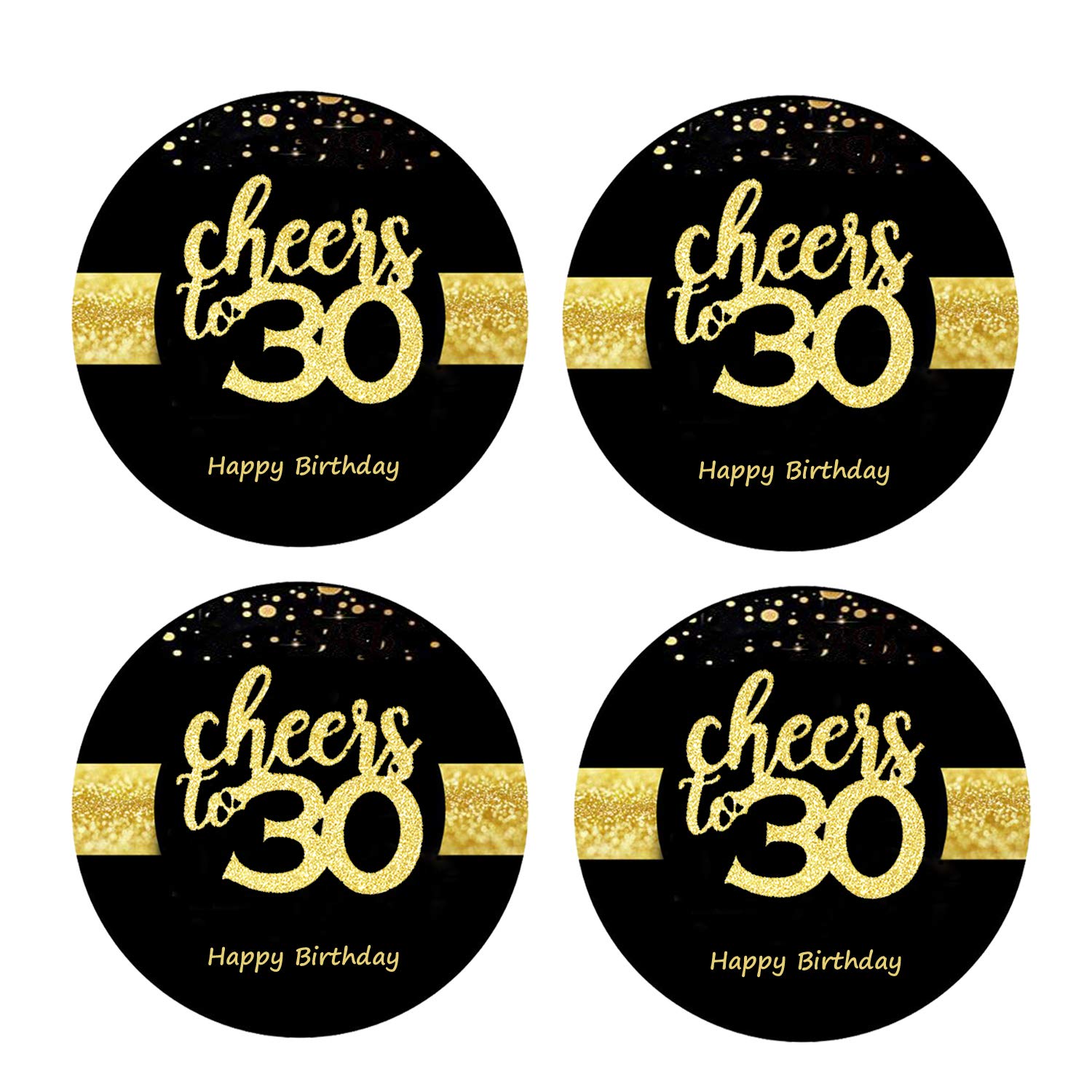 Sumerk 48 PCS Cheers to 30 Stickers - Large 2 INCHES Round Birthday Stickers & Card Seals - Perfect for 30th Birthday Parties