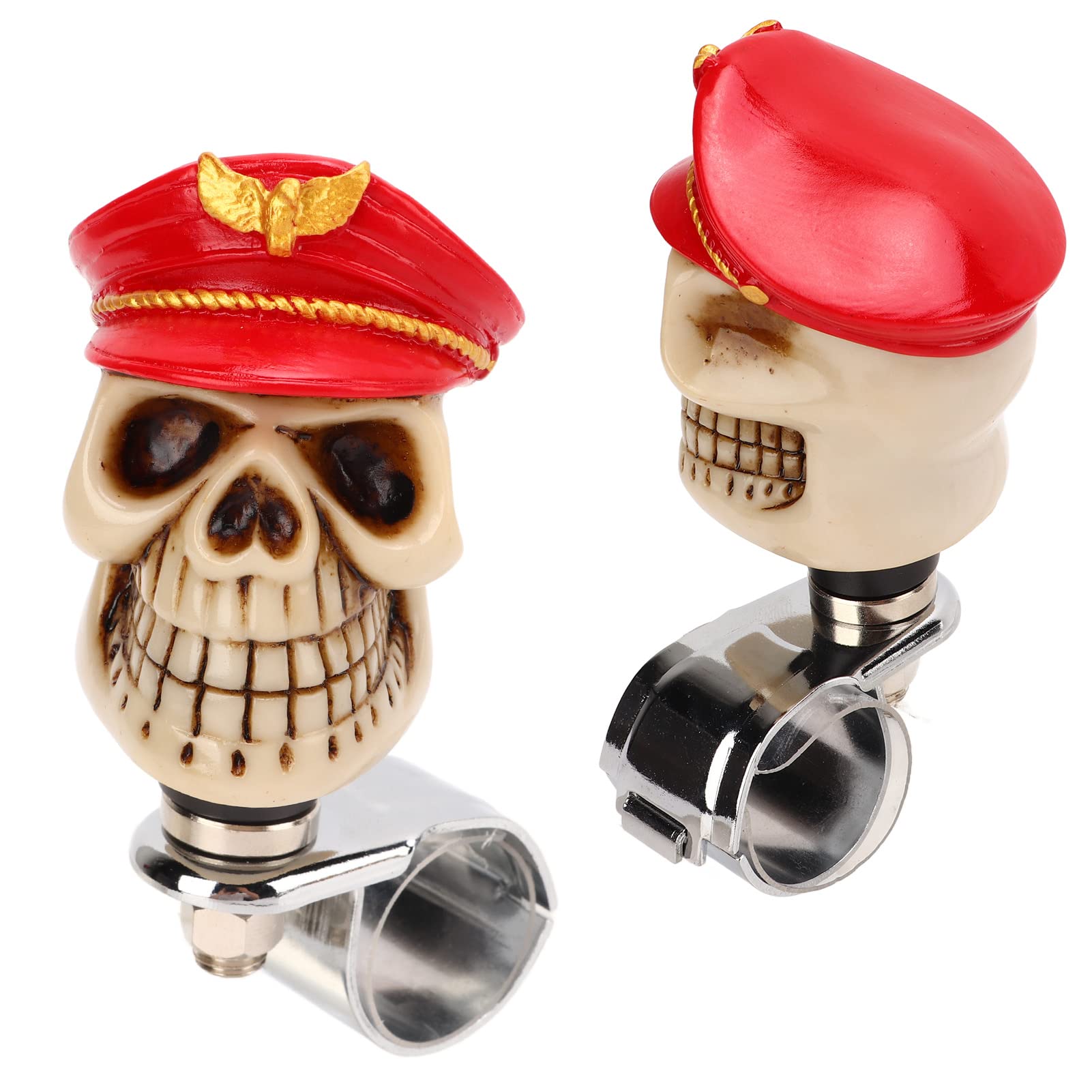 Bouton De Volant Crâne Spinner – Décoration Voiture, Résine Et Métal, Diamètre Fixation 3 Cm