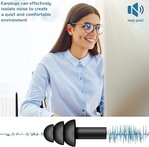 Miniatura 5 de 10 pares de tapones para los oídos de natación con cancelación de ruido, tapones reutilizables impermeables para los oídos con estuche para nadar y