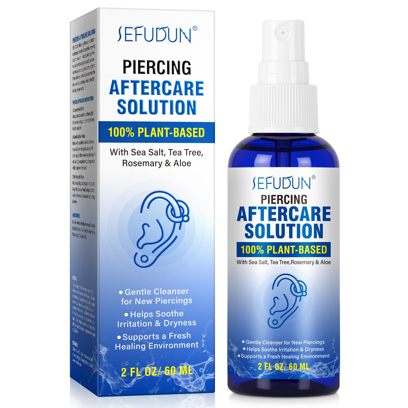 Piercing Aftercare Spray Saline Spray for Piercings Cleaner for Ear Belly Nose - Gently Cleanses - Soothing Gentle-2