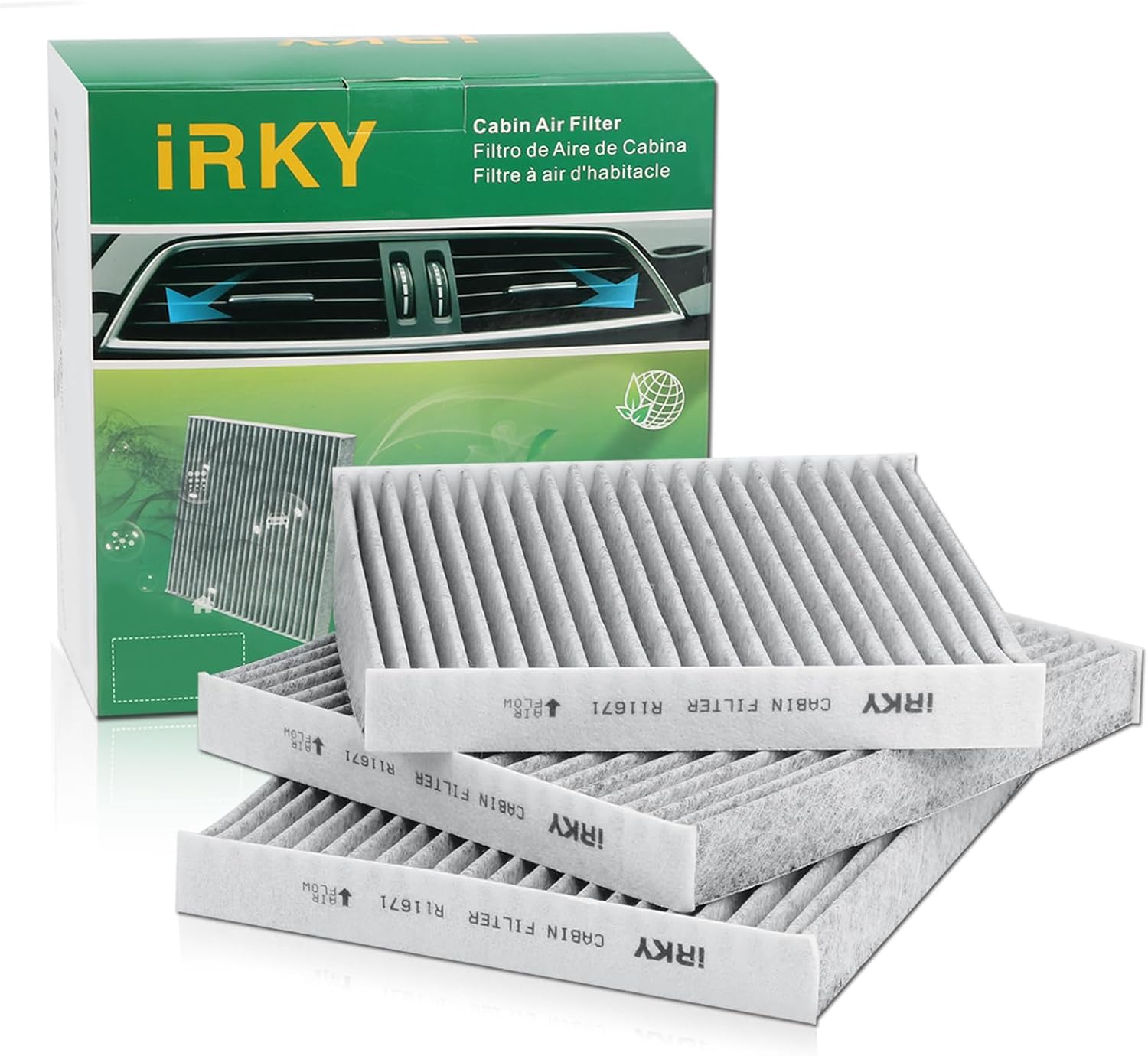 CF11671 Cabin Air Filter Replacement CP671 Compatible with RAM 1500 2016-2026,RAM 2500/3500/5500 2016-2025,RAM 4500 2016-2025;Jeep Wagoneer 2022-2025;Mazda CX-7 2007-2012(3 Packs)