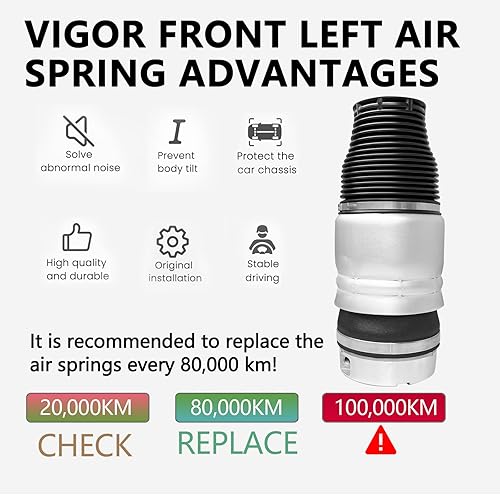 Miniatura 5 de VIGOR Front Left Air Suspension Spring Bag Compatible with 2007-2015 Audi Q7, VW Touareg, Porsche Cayenne Car Air Spring, OEM Replace Number