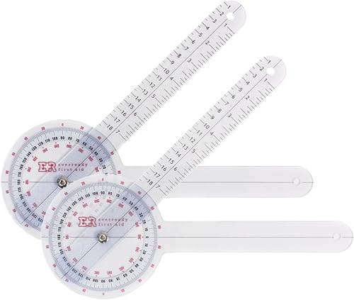 Ever Ready First Aid Goniómetro de plástico de 12" ISOM de 360 grados - 2 unidades