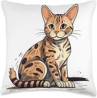 Vista 1 de Bengal Brilliance Design playful pet Playful - Almohada divertida de gato Bengala, 16 x 16 pulgadas, multicolor