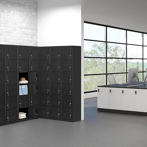 Miniatura 7 de Pataku Armario de metal para la escuela, armario de almacenamiento de 72 pulgadas, armarios de acero para empleados con 6 puertas para dormitorio de