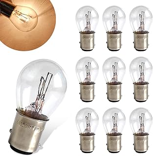 10 PCS Car 1157 P21/5W S25 BAY15D Light Bulb, Double Tail High and Low Brake Light Bulb Turn Signal Light Bulb LongerLife Replacement, Universal Halogen Brake Tail Light Parking Light (White)