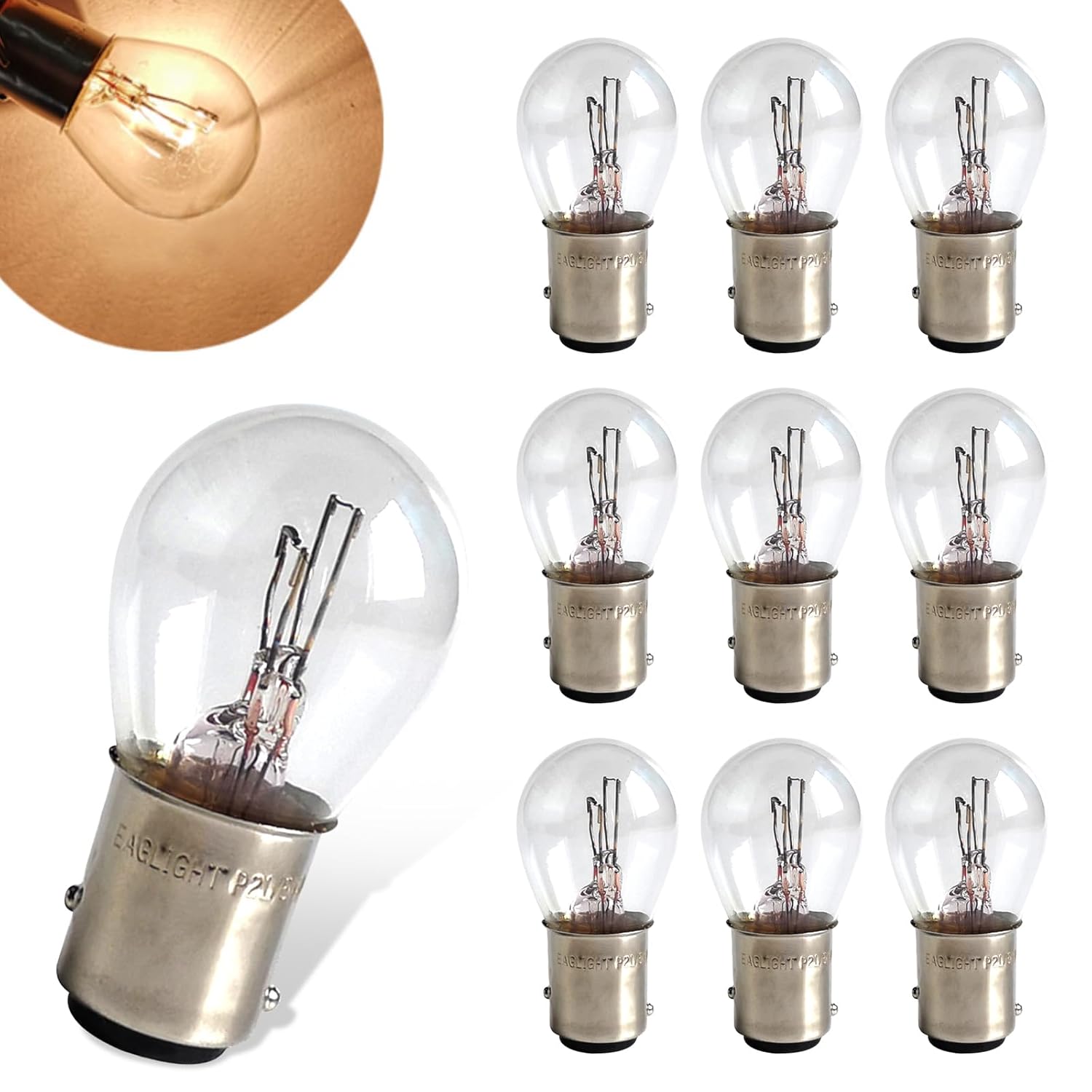 10 PCS Car 1157 P21 5W S25 BAY15D Light Bulb Double Tail High and Low Brake Light Bulb