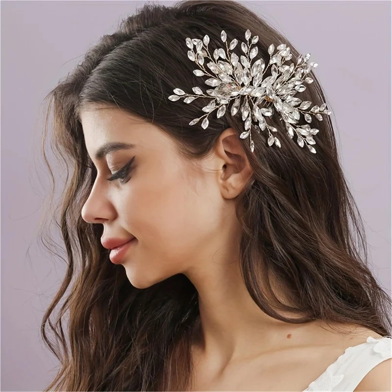 2 Stück Kristall Braut Haarkamm Strass Hochzeit Kopfschmuck Schmuck Haarschmuck Frauen Party Ornamente für Bräute