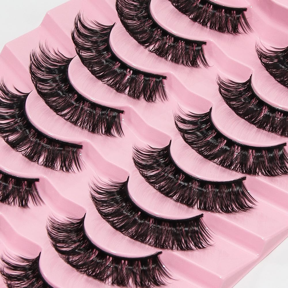 AKARA Ciglia Finte Naturali 7 Paia Russian Volume Ciglia Finte Russian Strip Ciglia Finte False Eyelashes Visone Artificiale Ciglia(Russian-R04)