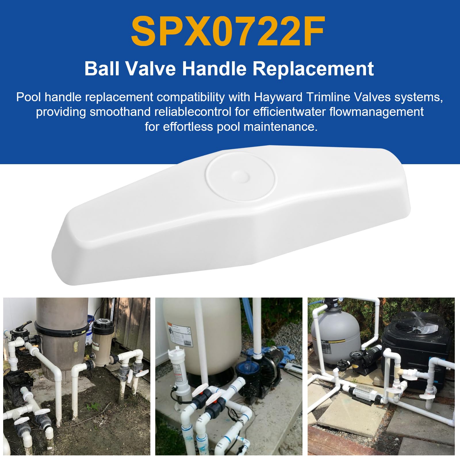 SPX0722F - Mango de válvula de piscina de repuesto compatible con válvulas de bola Hayward Trimline modelos SP0722, SP0722UN, SP0723, SP0723UN con mango de filtro de 2 vías, válvulas no corrosivas de