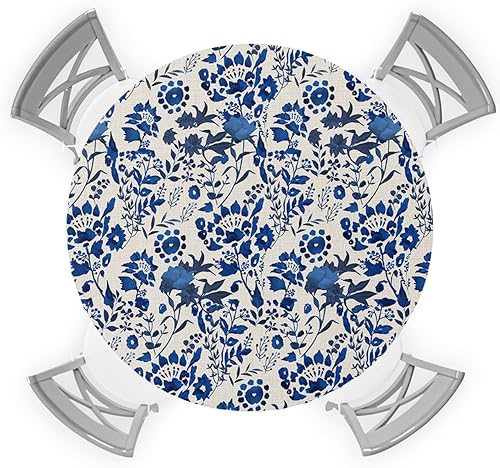 Mantel redondo de hojas florales, ajustable, manteles elásticos impermeables para interiores y exteriores, mantel elástico para cenas, fiestas, disponible en Yaxa Colombia