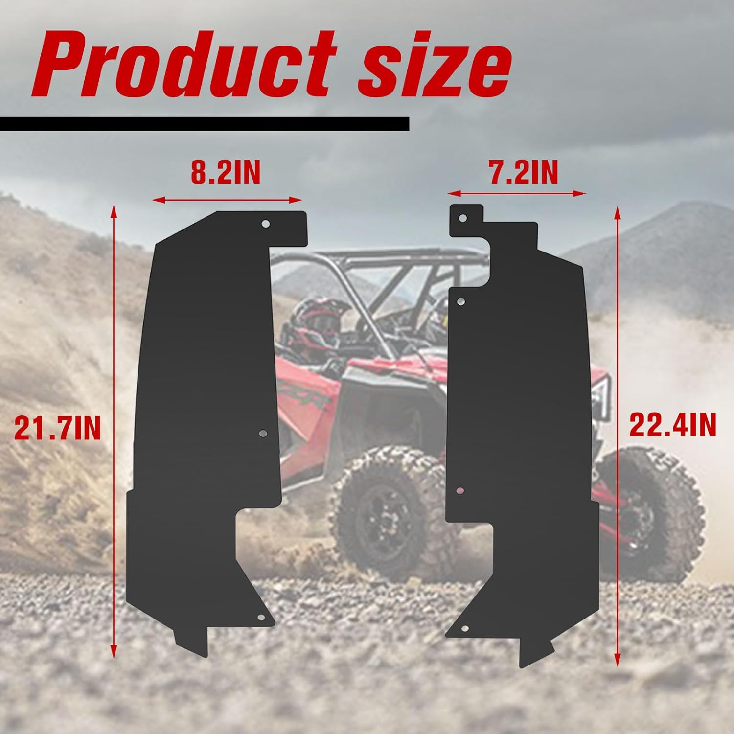 Rear Wheel Well Block Offs for 2020-2024 Polaris RZR PRO XP/RZR PRO XP 4 Fender Flares Accessories, Steel Black Powder Coating Mud Flaps, All Weather Protection
