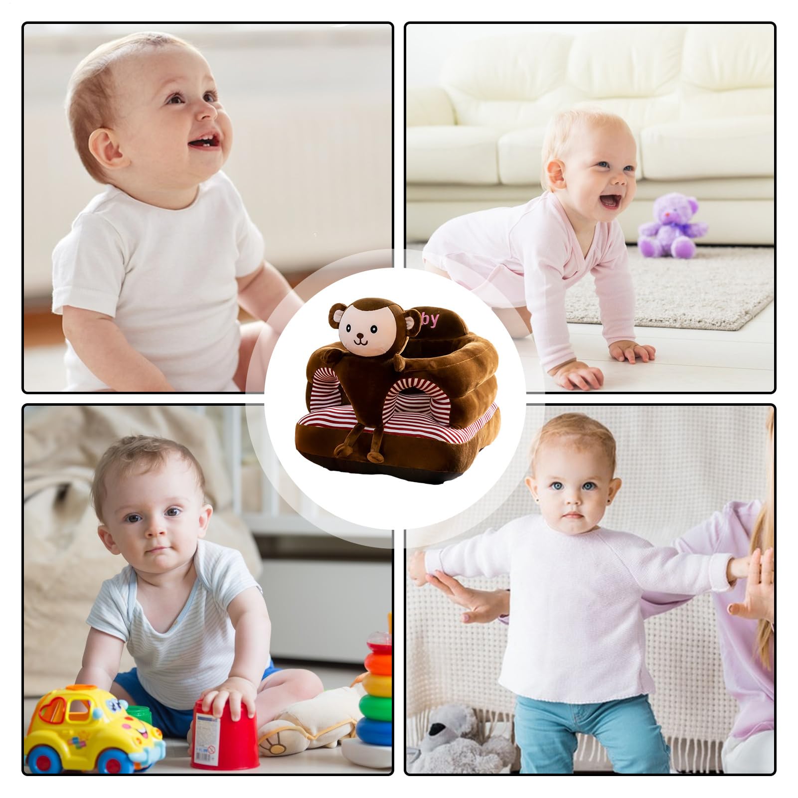 Siège de Soutien Pour Bébé, Support de Siège En Forme D'animal, Support de Sièges de Canapé Animal Anti-chute, Remplaçable Doux Coussin Bebe Assis Canapé pour Filles Et Garçons