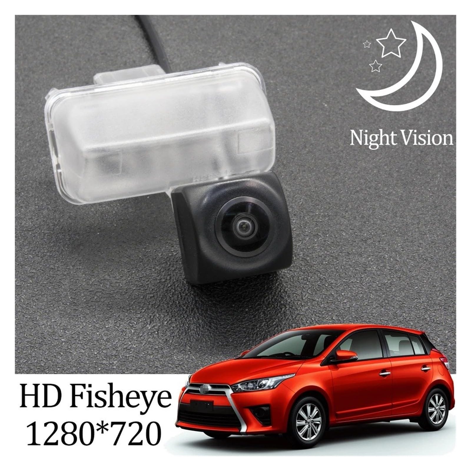 Zamiennik kamery cofania do Toyoty do Yaris 2012, 2013, 2014, 2015, 2016, 2017, monitor cofania HD, rybie oko, 720p, kamera cofania (kamera z bezprzewodowym) (kamera z filtrem