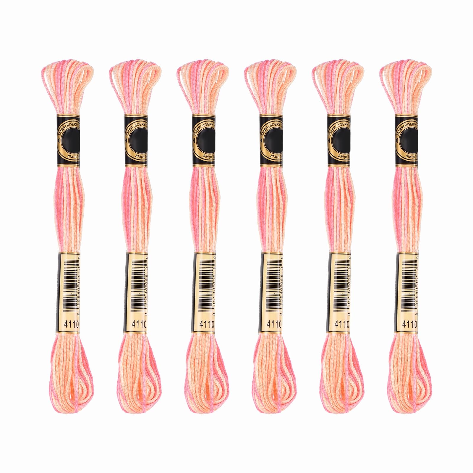 PATIKIL 6 Skeins Embroidery Floss, Gradient Colors Polyester Embroidery Threads Bracelets String for Cross-Stitch Hand Embroidery, Pale Pink — image 1