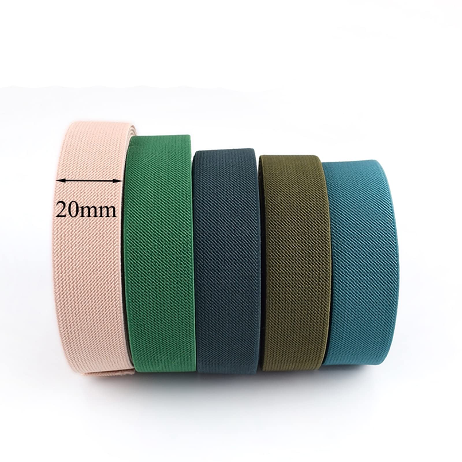 Taśma nylonowa Elastyczna taśma rozciągliwa do szycia w pasie 20 mm grubości do spodni, spódnic, pasków, taśmy, akcesoria do majsterkowania(Dark Green,20mm-5 M)
