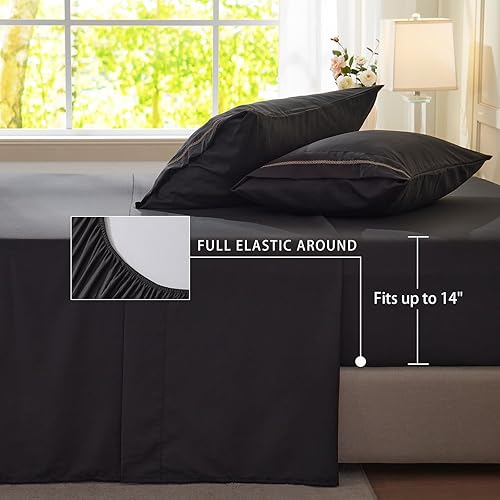 Miniatura 3 de SunStyle Home Juego de sábanas King de 4 piezas negras suaves para cama tamaño King, sábanas transpirables con bolsillos profundos de hasta 14
